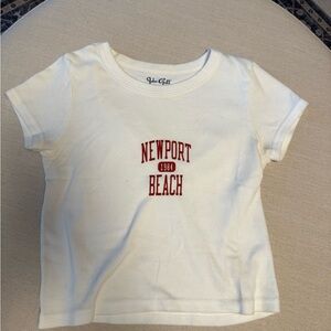 Brandy Melville White and Red Short Sleeve Tee